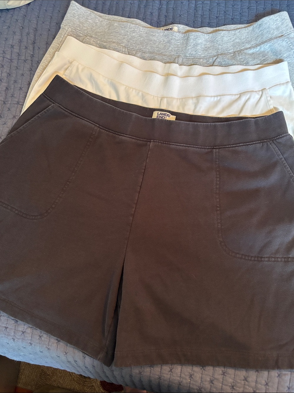 Lands' End Serious Sweats Knit Shorts 3-Pack Black Gray White Women's Size 2X